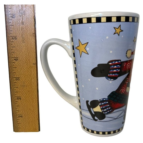 Santa Claus Ice Skating Under the Moon and Stars Tall Mug Coffee Tea VERY GOOD - Picture 3 of 5